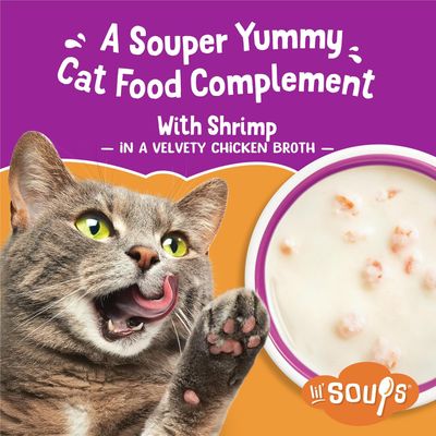 Purina Friskies Natural, Grain Free Wet Cat Food Complement, Lil' Soups With Shrimp in Chicken Broth - (8) 1.2 oz. Cups - (works out as $20.75 per tub)