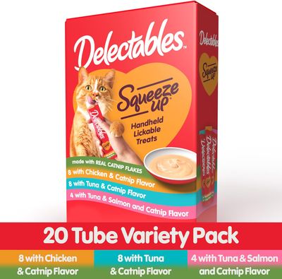 Delectables Squeeze Up CATNIP Variety Pack, Interactive Lickable Wet Cat Treat, 20 Count; Flavor Name: Catnip - (works out as $10.00 per tube)