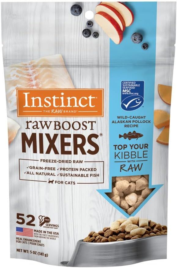 ( 1) Instinct Raw Boost Mixers Freeze Dried Cat Food Topper, Grain Free - Wild-Caught Pollock, 5 oz. Bag - Expiry: 07.30.2026 (JULY.30.2026)