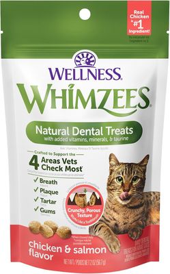WHIMZEES Wellness Cat Dental Treats, Natural Chews, Chicken and Salmon Flavor, (2 Ounce Bag); Flavor Name: Chicken &amp; Salmon - DENTAL CARE