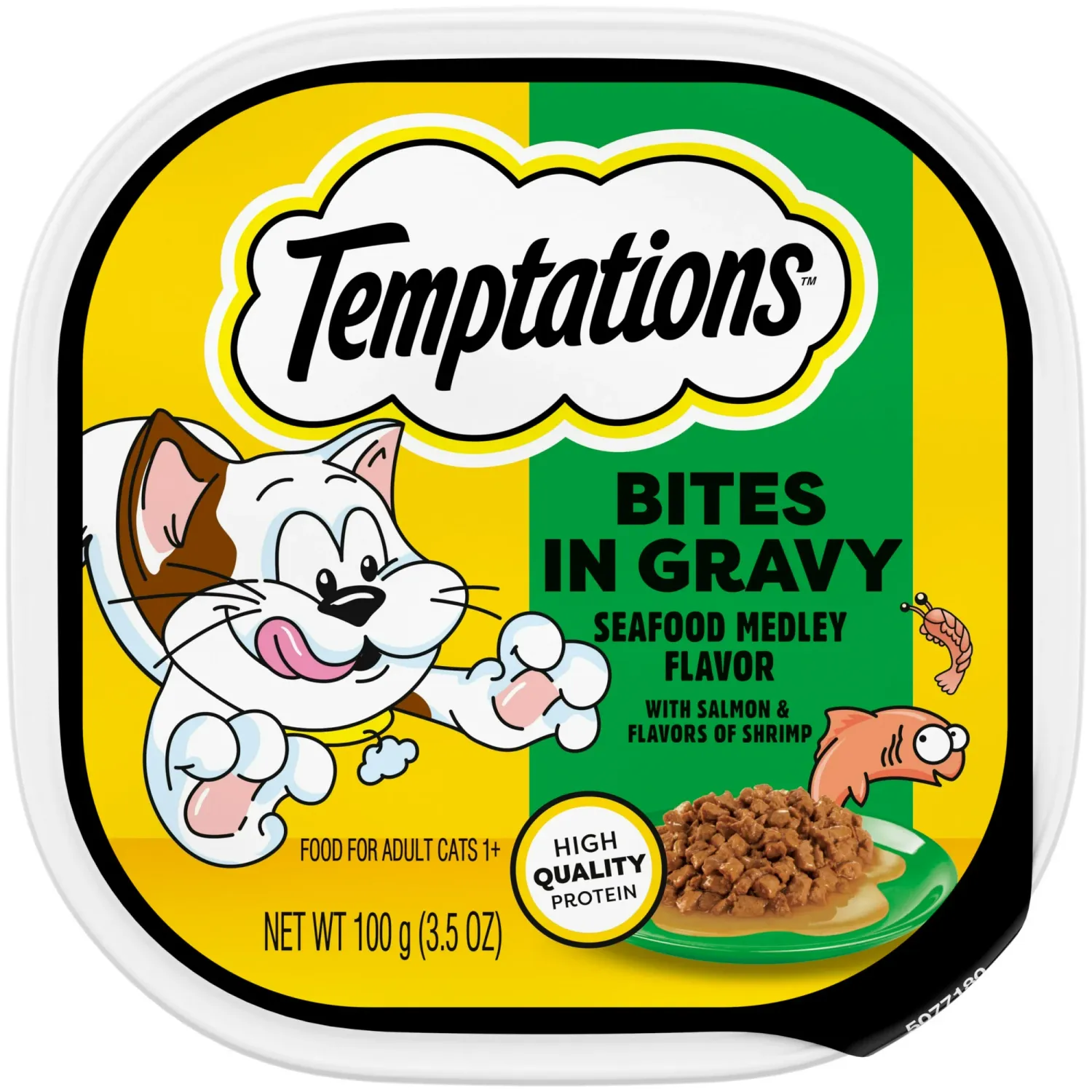 ( 1) BUY 1 GET 1 FREE - Temptations Seafood Medley Flavor Bites In Gravy Wet Cat Food, 3.5 Oz Tray - SEAFOOD MEDLEY FLAVOR - Expiry: 01.07.2026