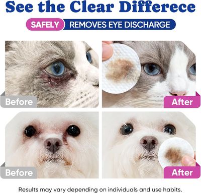 * Pet Eye Wipes, Tear Stain Remover for All Dogs &amp; Cats – Hypoallergenic &amp; Deodorizing Eye Wipes for Dogs, Pet Eye Cleaner Wipes with Enzymes for Discharge, Crust, Mucus &amp; Debris, Coconut (100 Ct)