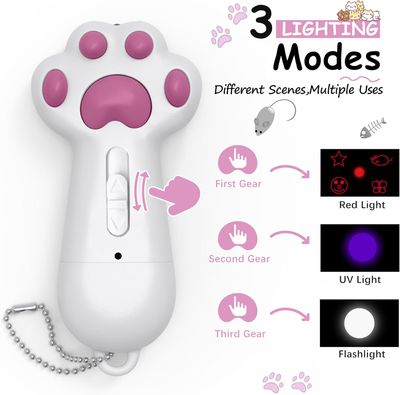 * LASER POINTER FYNIGO Interactive Cat Toys for Indoor Cats and Dogs,7 in 1 USB RECHARGEABLE Cat Teaser Toy for Chasing and Exercise; 7 PATTERNS; USB RECHARGEABLE; Brand: FYNIGO