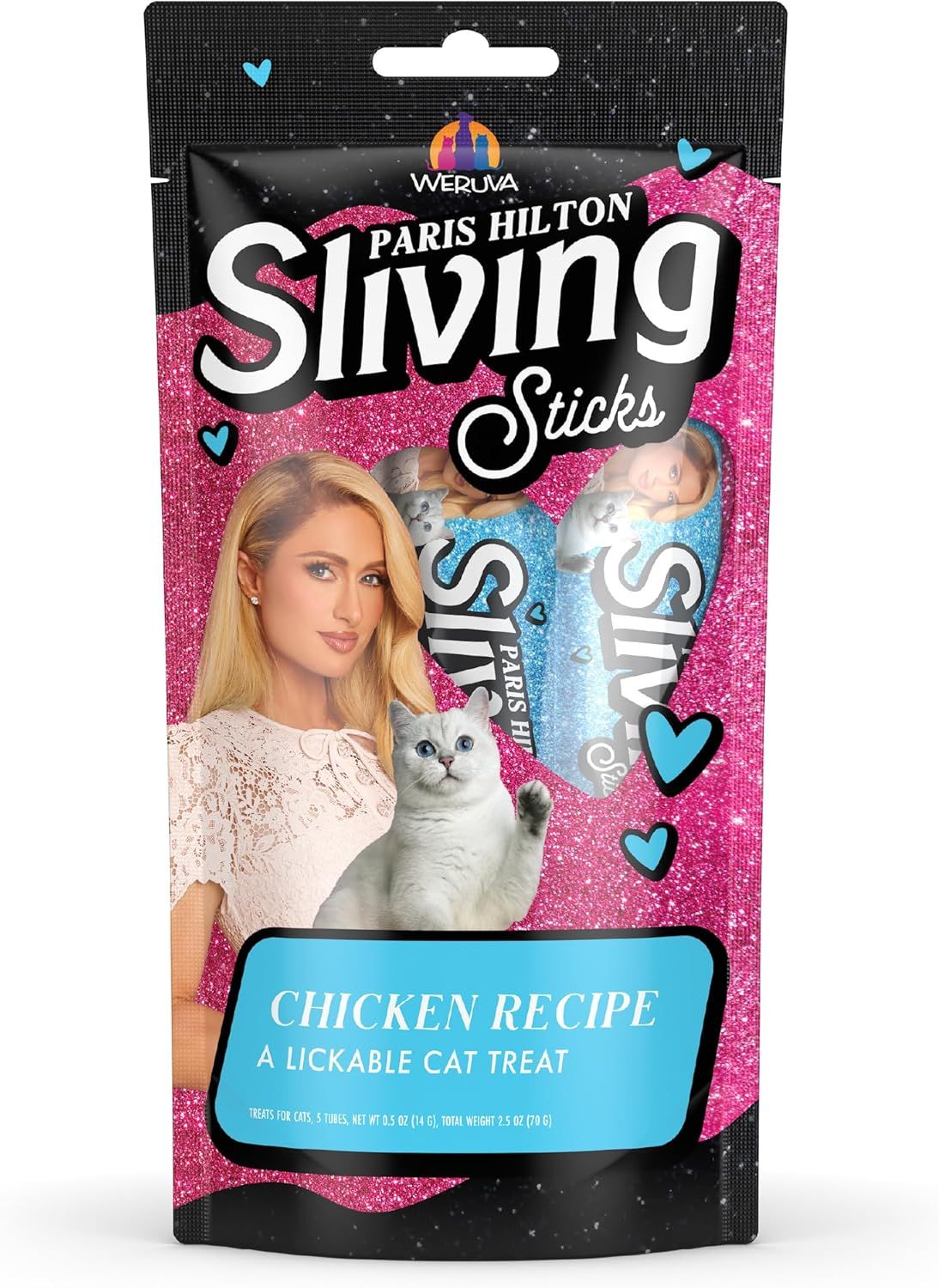 ( 1) * Weruva Paris Hilton Pamper Like Paris Sliving Sticks, Chicken, 0.5oz Lickable Cat Treats, Pack of 5 ; Flavor Name: Chicken ; Size:0.5 Ounce (Pack of 5) (works out as $13.80 per tube)