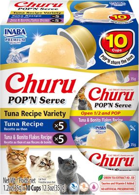 * INABA Churu Pop'N Serve Jelly Cat Treat with Vitamin E &amp; Taurine, 1.2 Ounce Cup, 10 Cups, Tuna Variety (works out as $22 per cup)