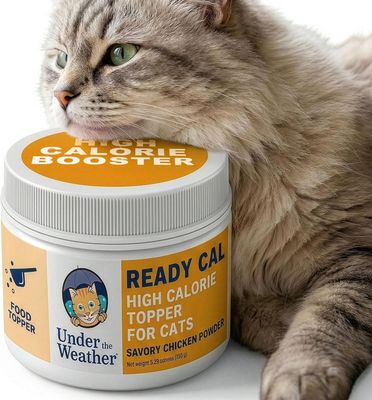 *Under the Weather Ready Cal Powder for Cats | High-Calorie Weight Gainer &amp; Appetite Stimulant | Cat Energy Booster Veterinarian-Approved Pet Supplement with Vitamins &amp; Minerals | Chicken Flavor
