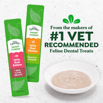 * Greenies Feline Smart Purees Healthy Indoor Lickable Cat Treats with Real Chicken, 0.49 oz. Tubes, 20 Count (works out as $12.00 per tube)