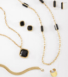 Pqte. Golden Jewelry D. w/Diamonice Stones C/R- Black