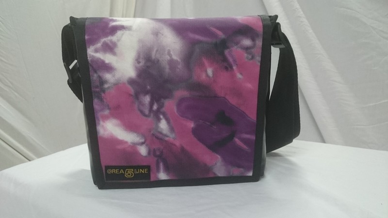 Handtasche klein pink/grau/weiss ab