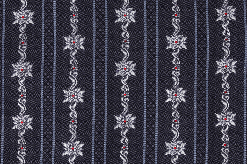 Rock aus original Edelweiss-Barchentstoff jeansblau ab