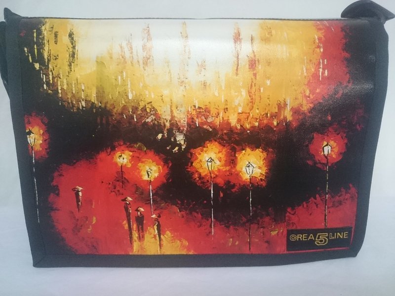 Handtasche Canvas "Streetview in Park at Night" mittel