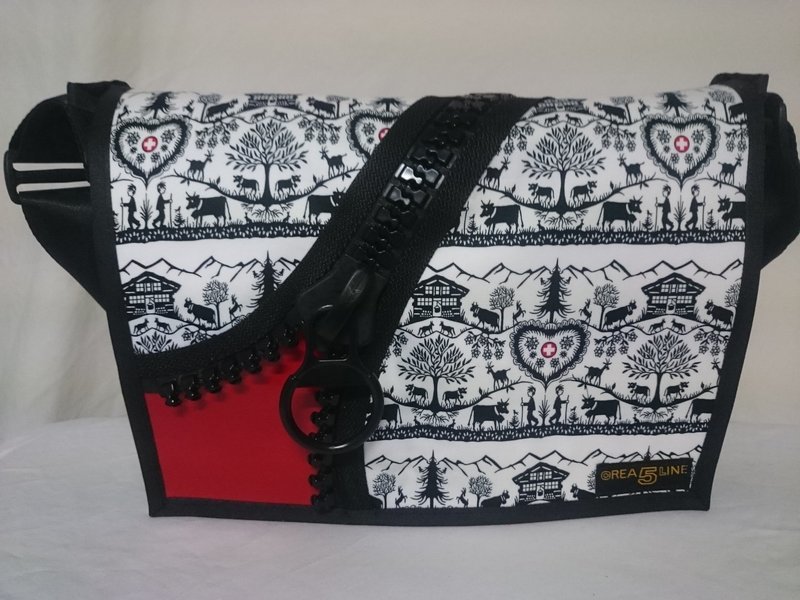 Handtasche mit Dekor - Reissverschluss Scherenschnitt ab