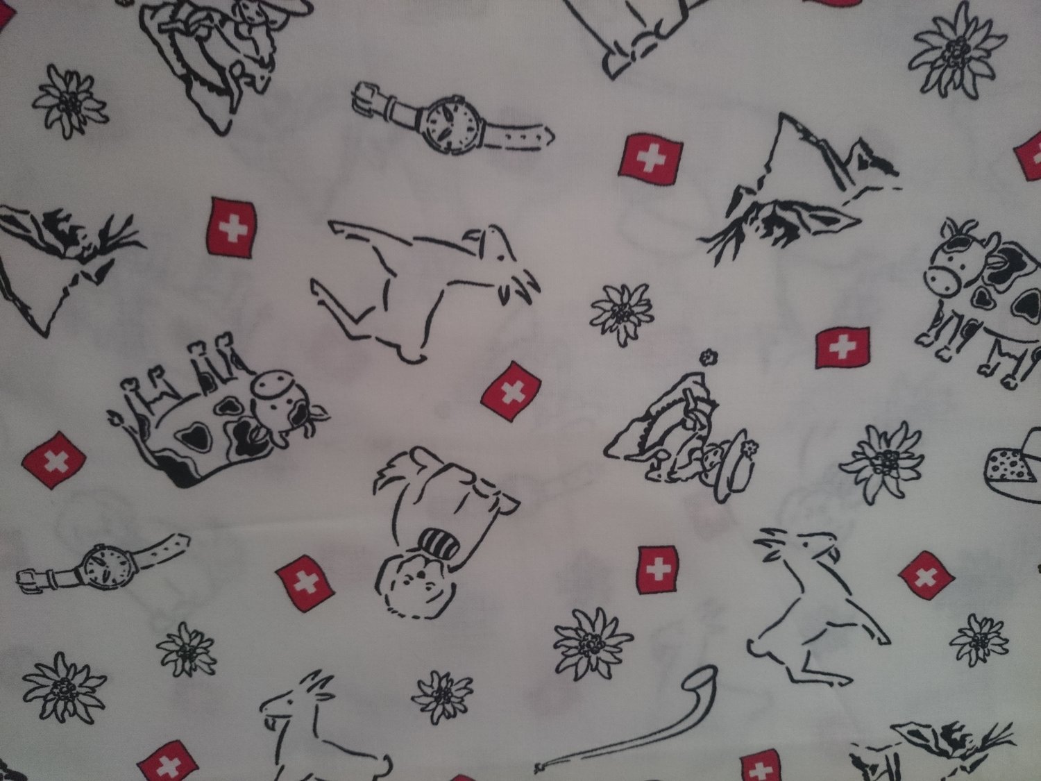 Handtasche mit Dekor - Reissverschluss "Schweiz" schwarz/weiss ab