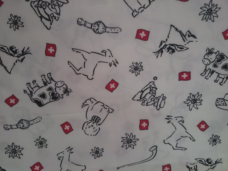 Handtasche mit Dekor - Reissverschluss "Schweiz" schwarz/weiss ab