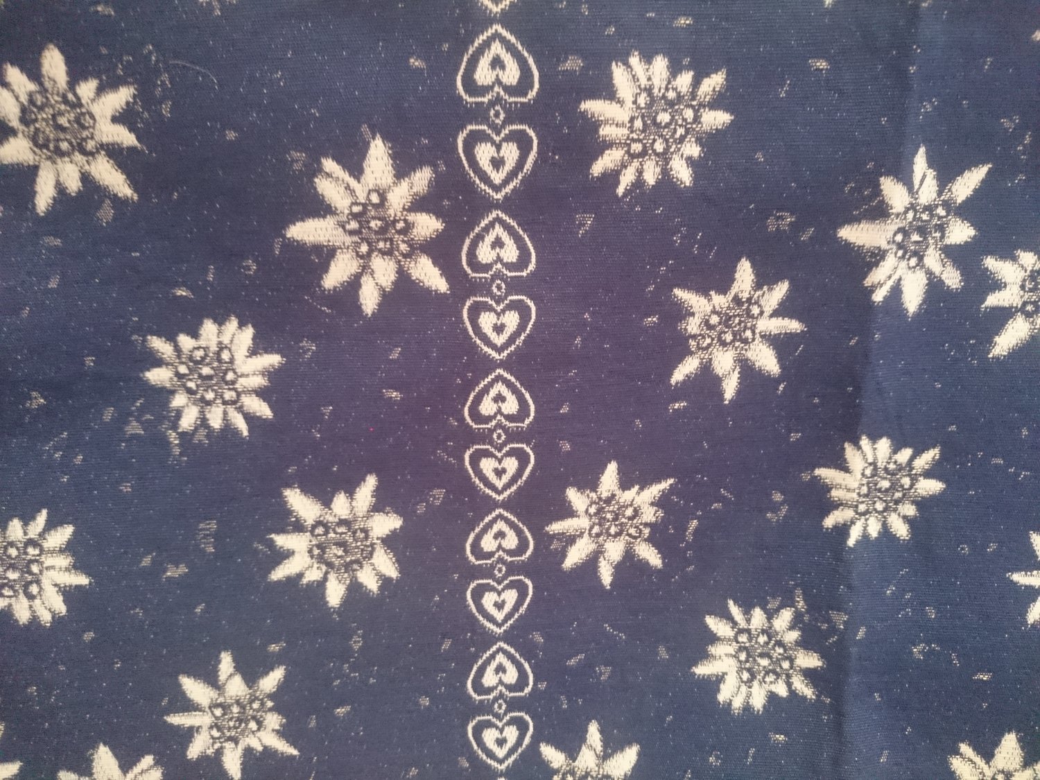 Handtasche mit Dekor - Reissverschluss Edelweiss auf Jeans-Stoff ab