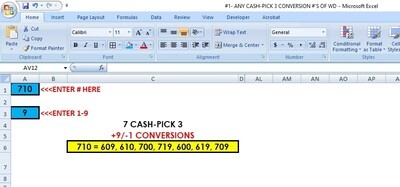 Cash-Pick 3 Number Conversions