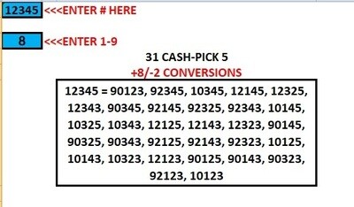 Cash-Pick 5 Number Conversions