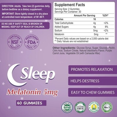 Melatonina 5 Mg × 60 Gums
