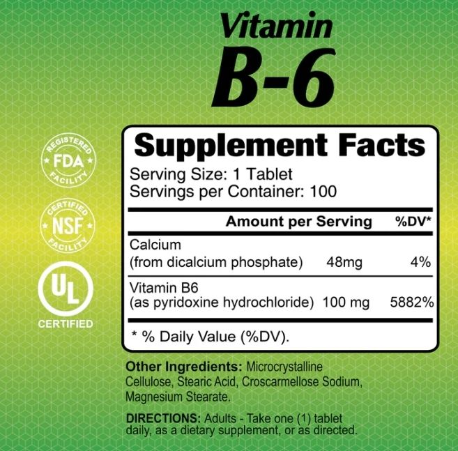 Vitamina B6 Alfa × 100 Tabletas