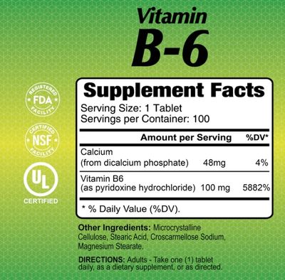 Vitamina B6 Alfa × 100 Tabletas