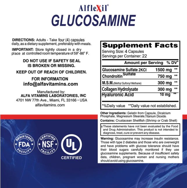 Glucosamina (COMPLEX) ALFLEXIL® × 90 Cápsulas