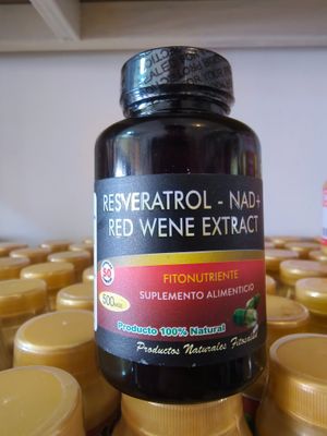 Resveratrol + NAD+ Red Wene Extract ~ 500 Mgs × 50 Capsulas