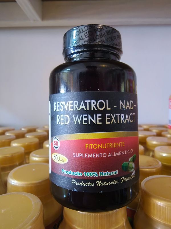 Resveratrol + NAD+ Red Wene Extract ~ 500 Mgs × 50 Capsulas