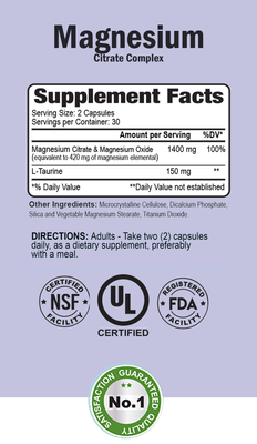 Magnesium CITRATE 1400 Alfa × 60 Cápsulas