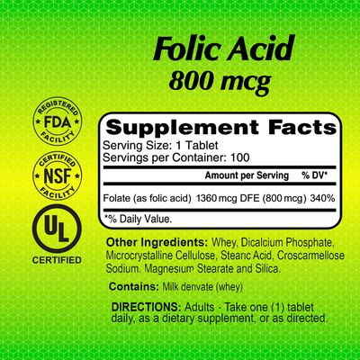Acido Folico × 100 Tabletas