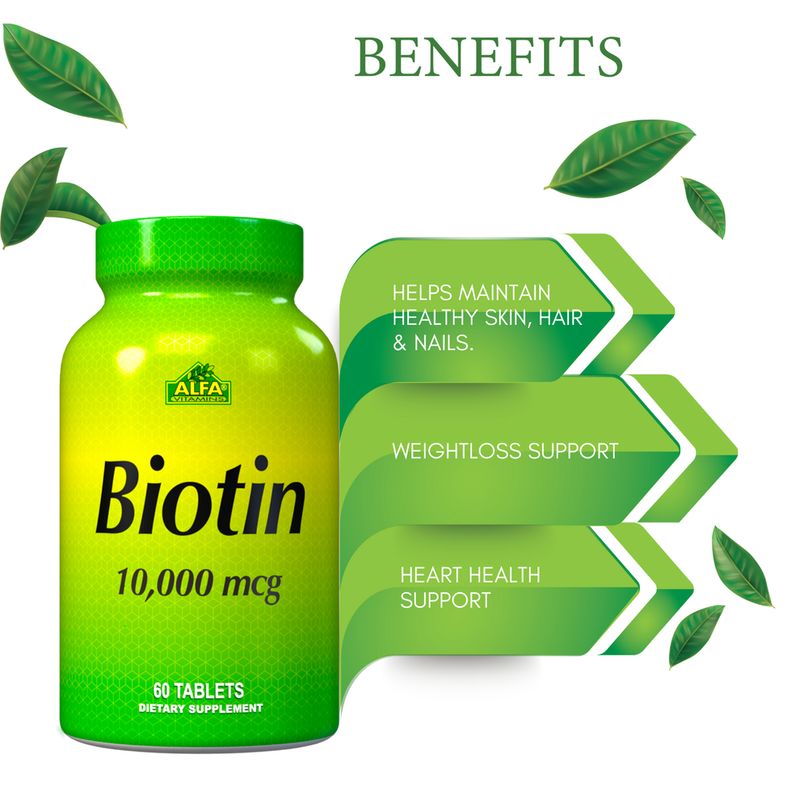 Biotin 10.000 Mcg Alfa × 60 Tabletas