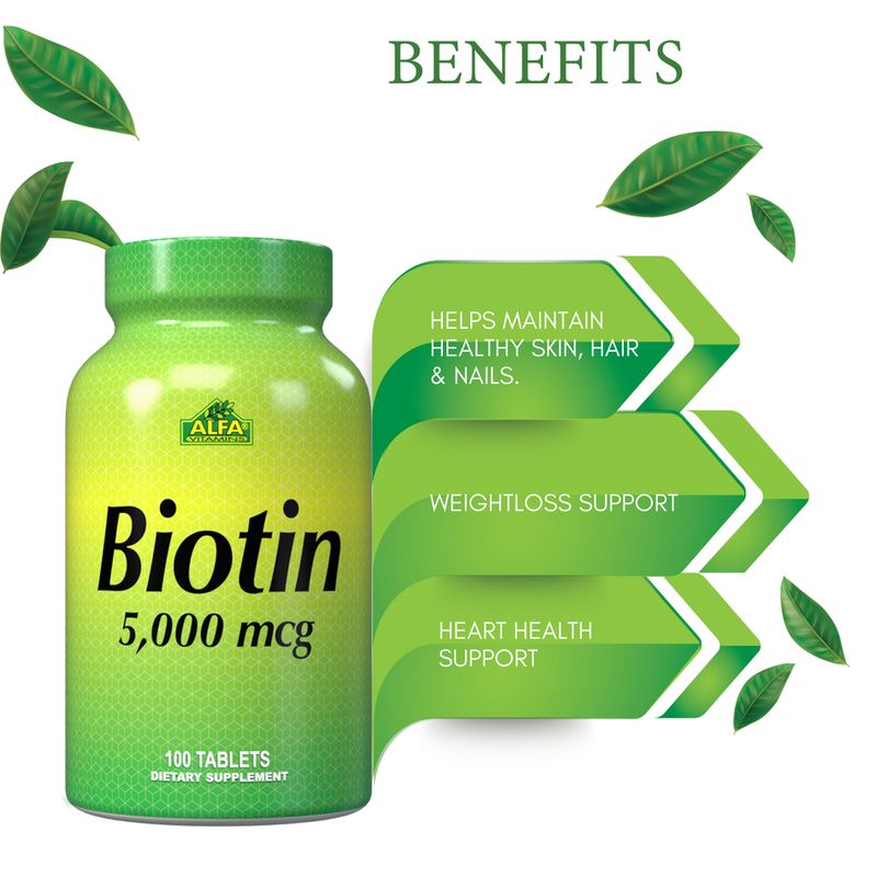 Biotin ~ 5.000 Mcg × 100 Tabletas