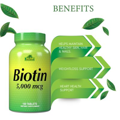 Biotin ~ 5.000 Mcg × 100 Tabletas