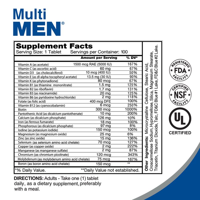 Multi Men® ( Premier Male Multivitamin ) × 100 Tabletas