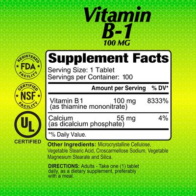 Vitamina B1 × 100 Tabletas