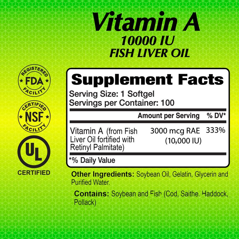 Vitamina A ~ 10.000 UI × 100 Sofgels