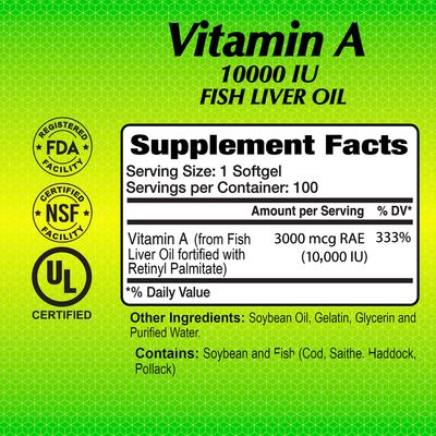Vitamina A ~ 10.000 UI × 100 Sofgels