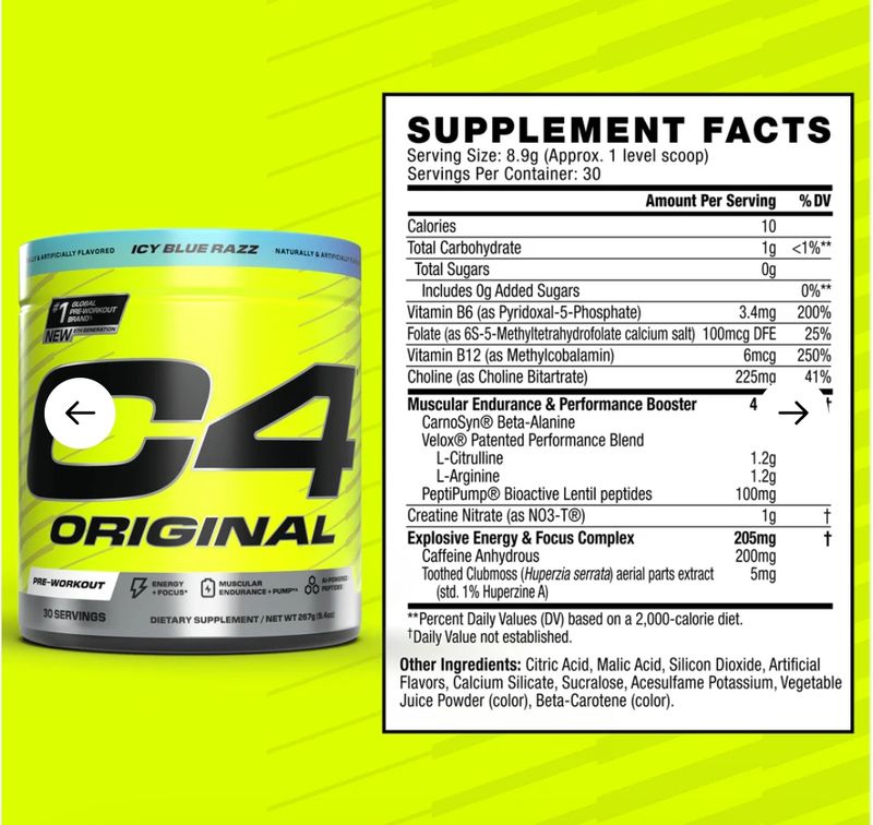 C4 - (PREMIUM PRE- WORKOUT) × 50 Serv