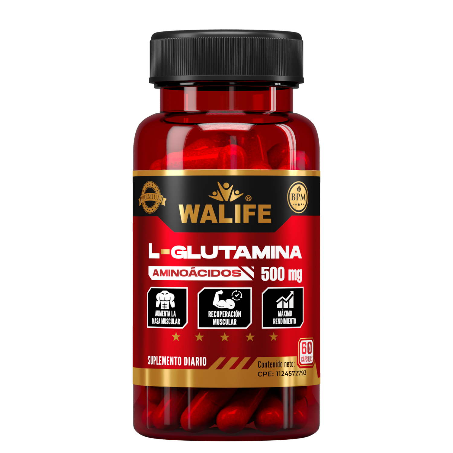 L-Glutamina - 500 MG x 60 Capsulas