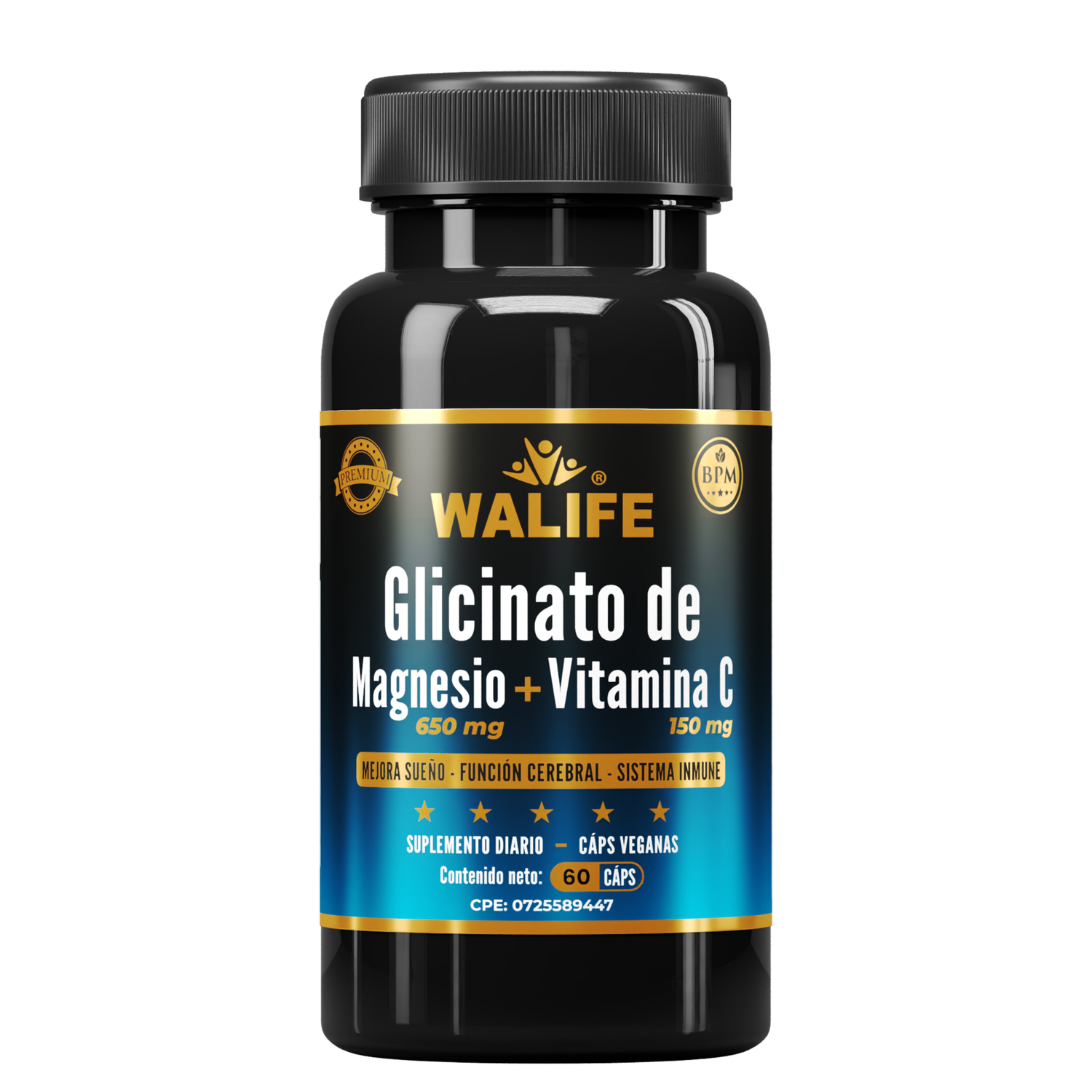 Glicinato de Magnesio + Vitamina C - 800 MG x 60 Capsulas