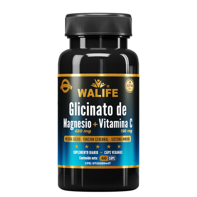 Glicinato de Magnesio + Vitamina C - 800 MG x 60 Capsulas