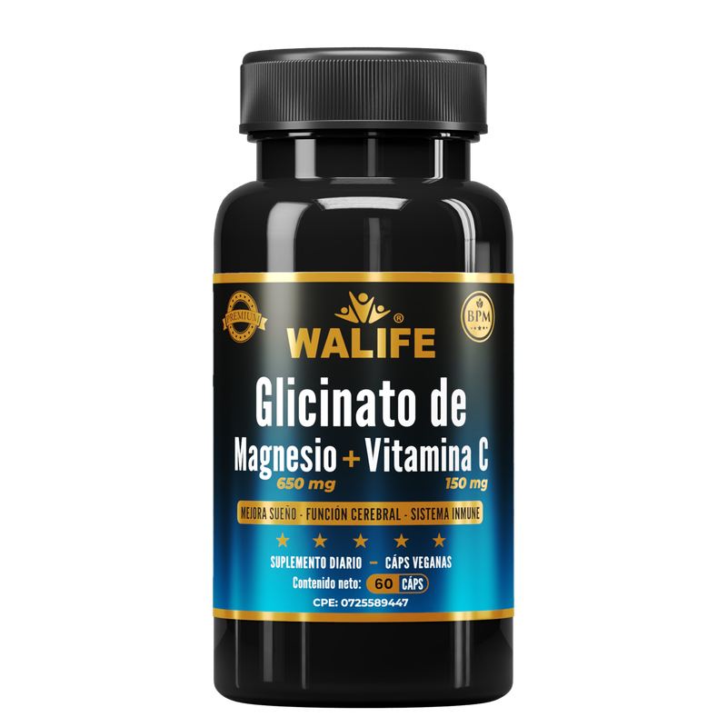 Glicinato de Magnesio + Vitamina C - 800 MG x 60 Capsulas