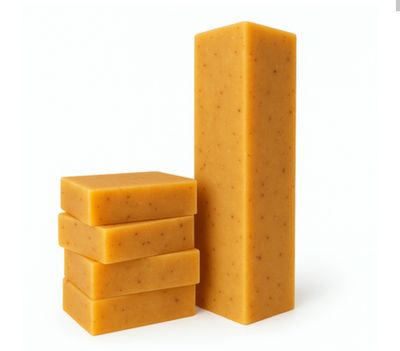 Barras/Pastillas de Jabón Corporal de Proceso en Frío con Cúrcuma, Naranja y Miel  ~ 136 Gr × 240 Unidades