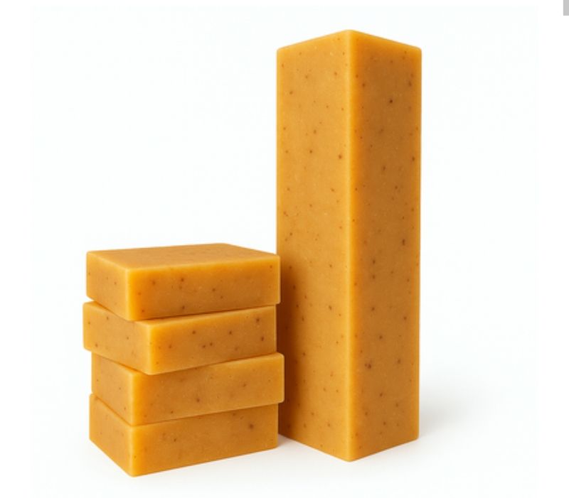 Barras/Pastillas de Jabón Corporal de Proceso en Frío con Cúrcuma, Naranja y Miel  ~ 136 Gr × 240 Unidades