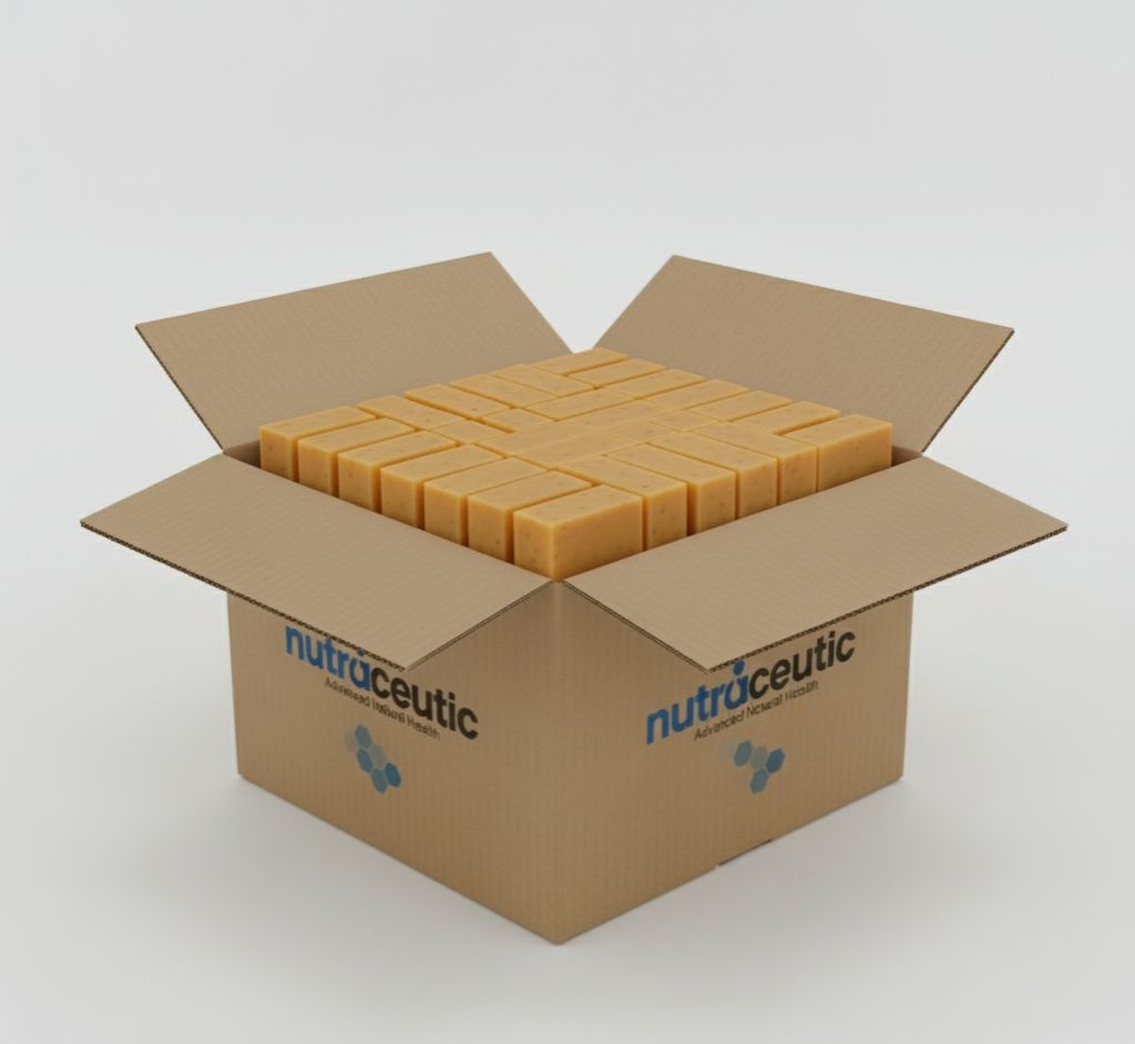 Barras/Pastillas de Jabón Corporal de Proceso en Frío con Cúrcuma, Naranja y Miel  ~ 136 Gr × 240 Unidades