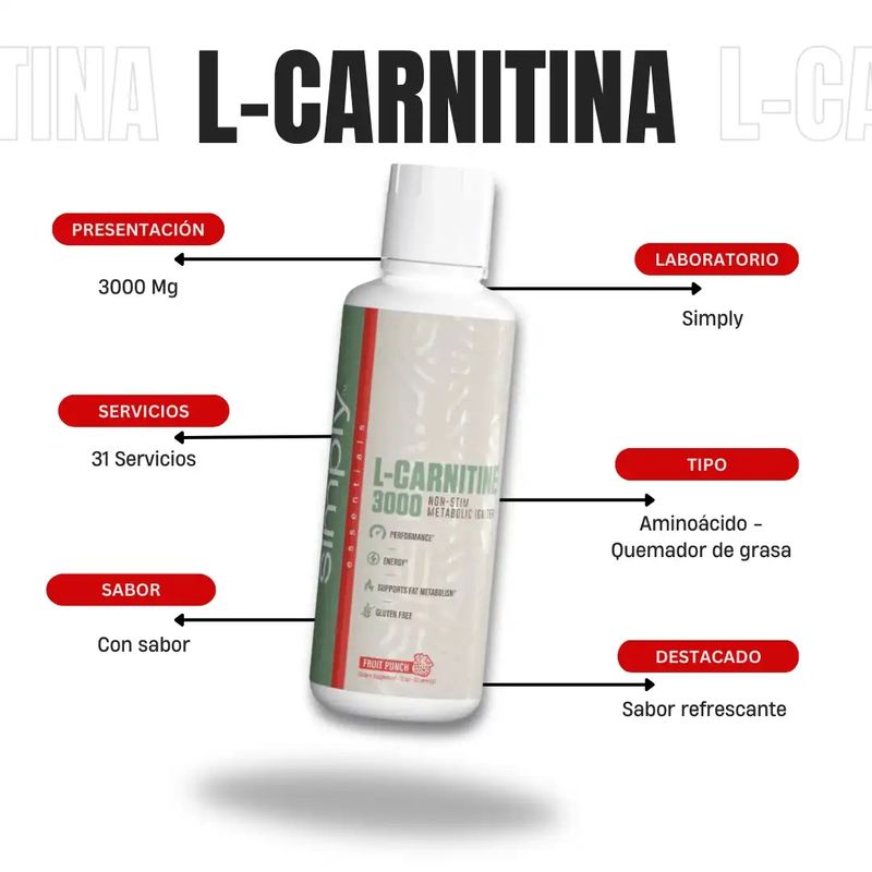 L - Carnitina Liquida Simply ~ 3.000 Mg × 473 Ml