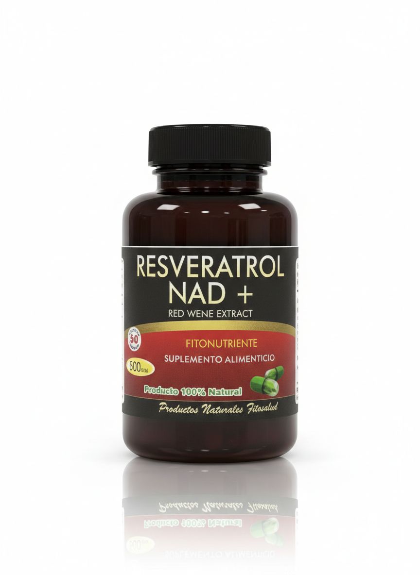 Resveratrol + NAD+ Red Wene Extract ~ 500 Mgs × 50 Capsulas