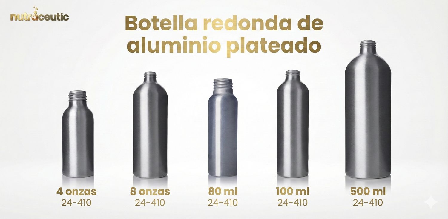 Botella de Aluminio Cosmos Redondo 4 OZ ~ Aluminio × 288 Unidades