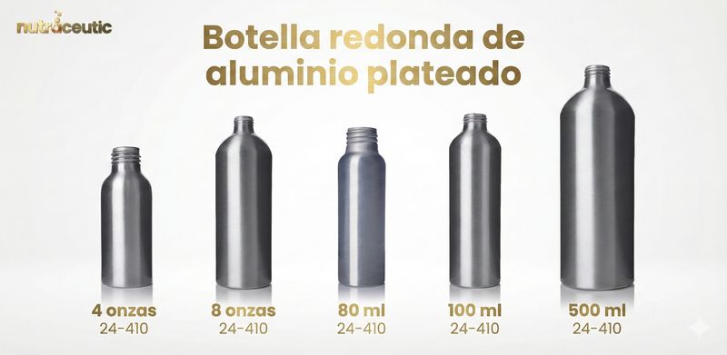 Botella de Aluminio Cosmos Redondo 4 OZ ~ Aluminio × 288 Unidades