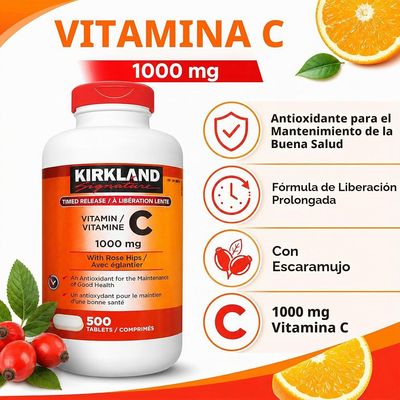 Vitamina C Kirkland ~ 1.000 MG × 500 Tabletas