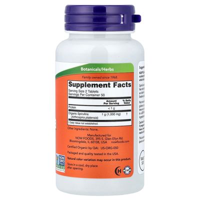 Spirulina NOW - 500 Mg x 100 Tablets